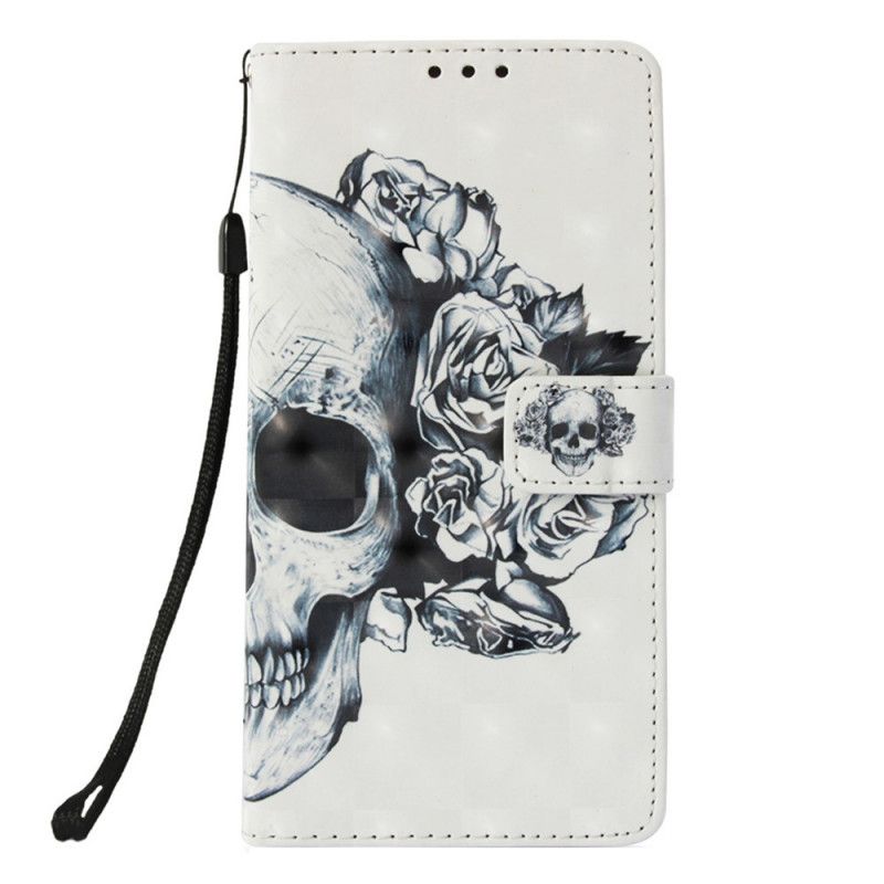 Cover Folio-hoesje Huawei P Smart Plus 2019 Telefoonhoesje Gebloemde Schedel