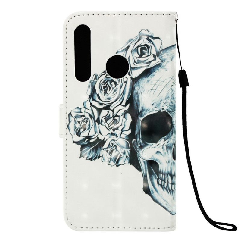 Cover Folio-hoesje Huawei P Smart Plus 2019 Telefoonhoesje Gebloemde Schedel