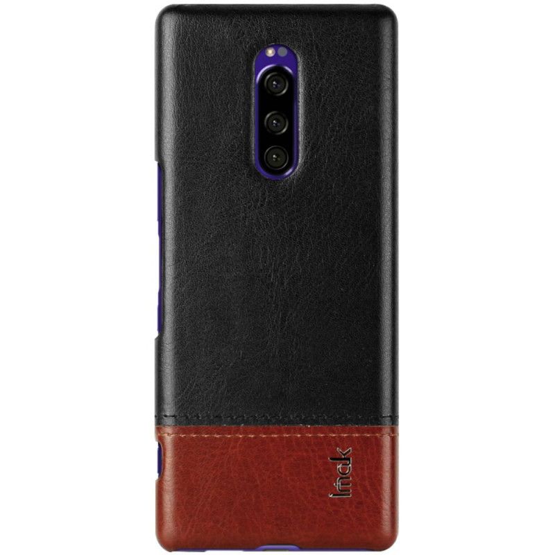 Case Hoesje Sony Xperia 1 Rood Zwart Telefoonhoesje Imak Ruiyi Serie Leereffect