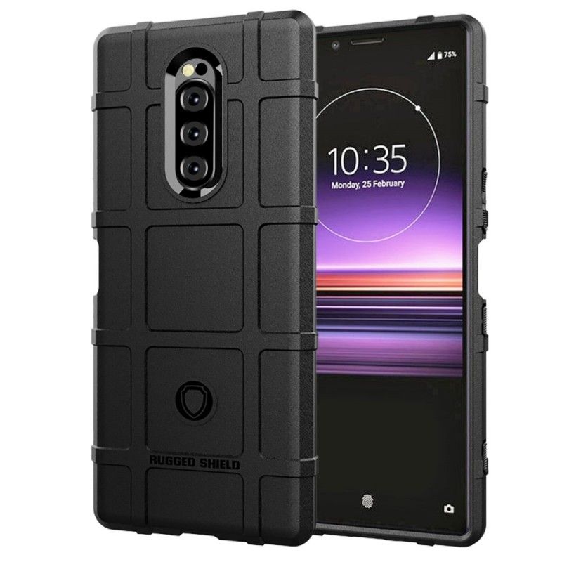 Hoesje Sony Xperia 1 Grijs Zwart Robuust Schild