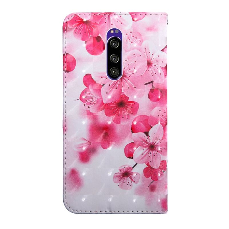 Leren Hoesje voor Sony Xperia 1 Roze Bloemen