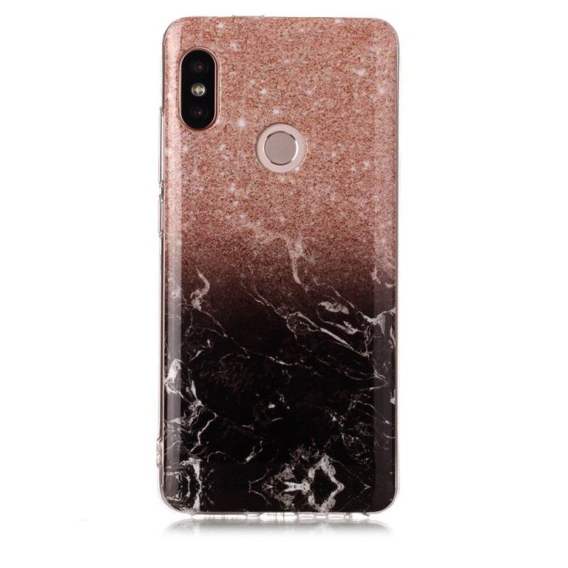 Hoesje Xiaomi Redmi Note 5 Wit Zwart Marmeren Glitter