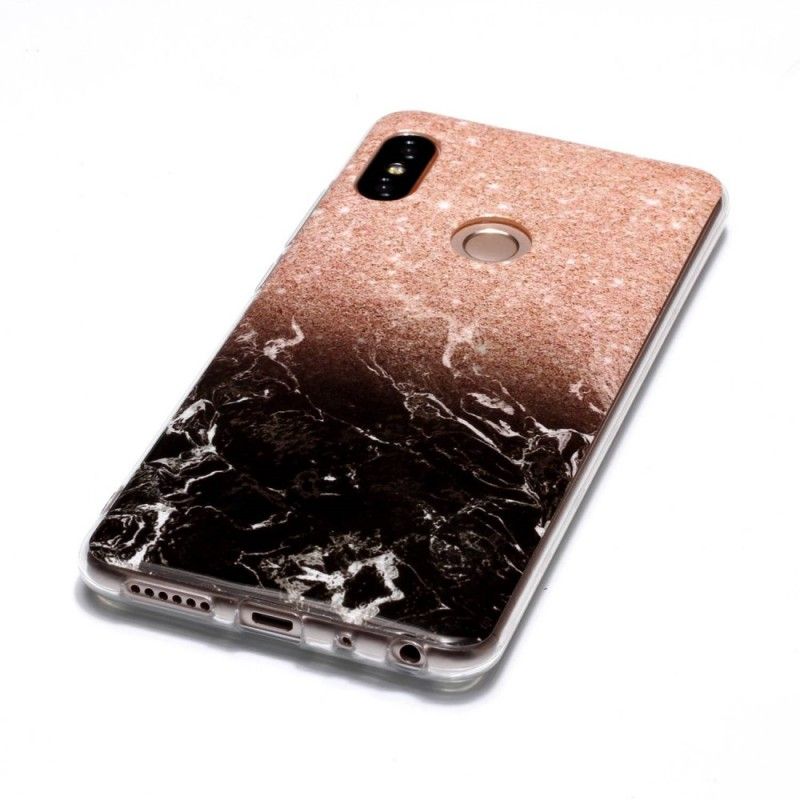 Hoesje Xiaomi Redmi Note 5 Wit Zwart Marmeren Glitter