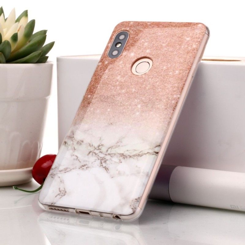 Hoesje Xiaomi Redmi Note 5 Wit Zwart Marmeren Glitter