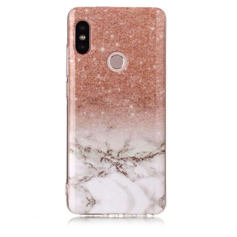 Hoesje Xiaomi Redmi Note 5 Wit Zwart Marmeren Glitter