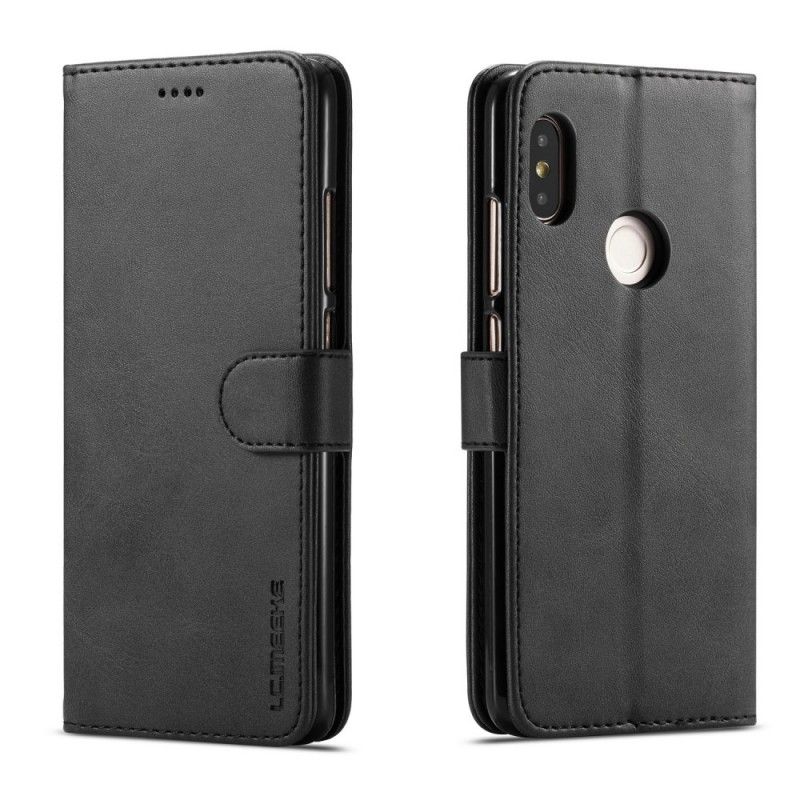 Leren Hoesje voor Xiaomi Redmi Note 5 Grijs Zwart Lc.Imeeke Leereffect