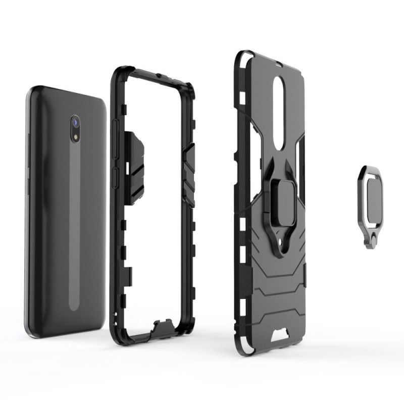 Case Hoesje Xiaomi Redmi 8A Rood Zwart Telefoonhoesje Resistente Ring