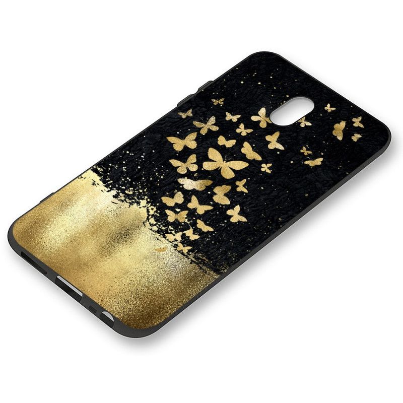 Case Hoesje Xiaomi Redmi 8A Telefoonhoesje Flexibele Siliconen Gouden Vlinders