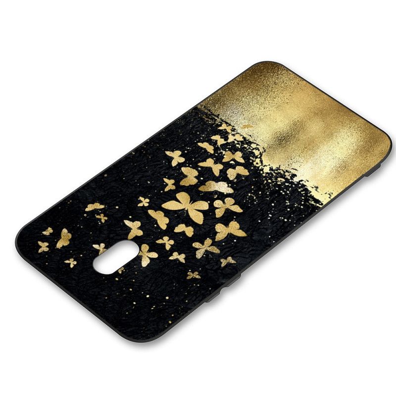 Case Hoesje Xiaomi Redmi 8A Telefoonhoesje Flexibele Siliconen Gouden Vlinders