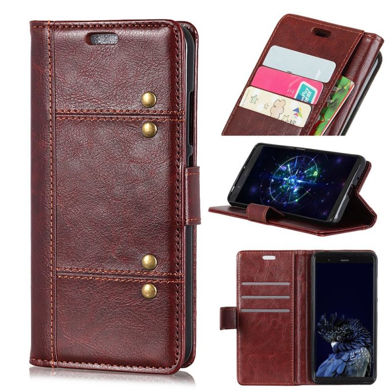 Cover Folio-hoesje Xiaomi Redmi 8A Rood Zwart Telefoonhoesje Antiek Leereffect