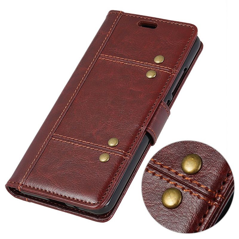 Cover Folio-hoesje Xiaomi Redmi 8A Rood Zwart Telefoonhoesje Antiek Leereffect