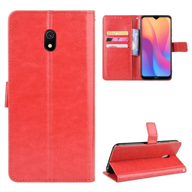 Cover Folio-hoesje Xiaomi Redmi 8A Rood Zwart Telefoonhoesje Flitsend Kunstleer