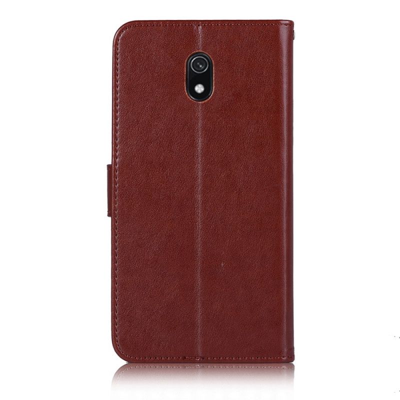 Flip Case Leren Xiaomi Redmi 8A Grijs Zwart Uil Dromenvanger Met Leereffect