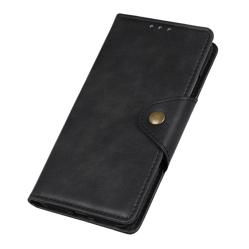 Flip Case Leren Xiaomi Redmi 8A Rood Zwart Vintage Kunstleer En Knoop