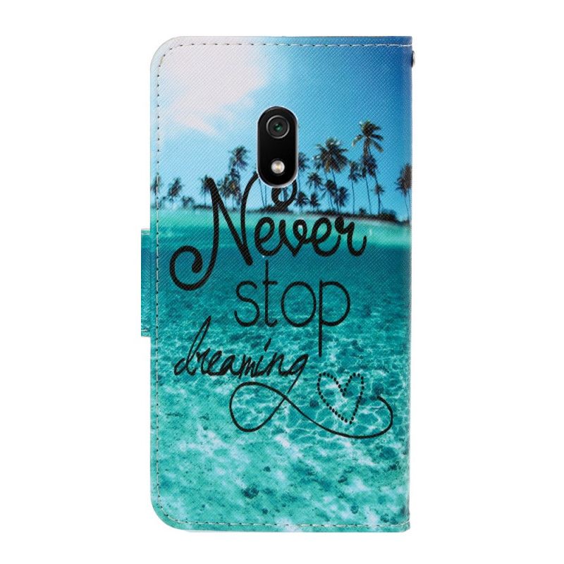 Flip Case Leren Xiaomi Redmi 8A Stop Nooit Met Dromen Marinier Met String