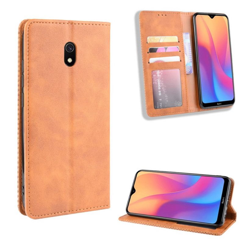 Folio-hoesje Xiaomi Redmi 8A Rood Zwart Telefoonhoesje Gestileerd Vintage Leereffect