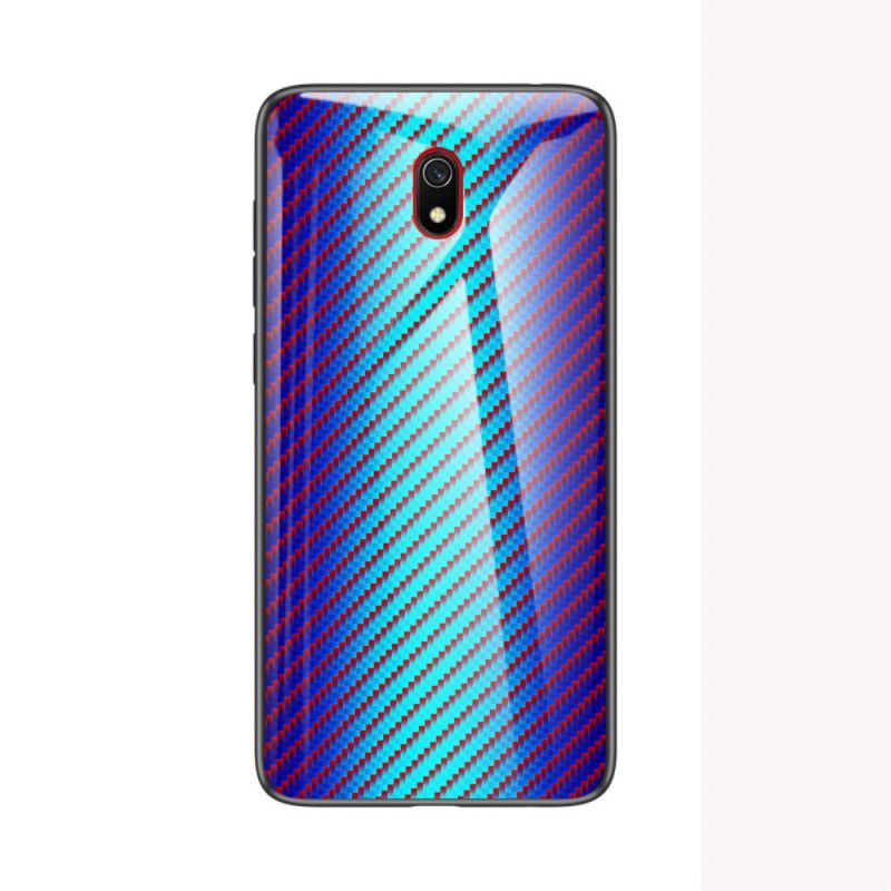 Hoesje voor Xiaomi Redmi 8A Magenta Zwart Koolstofvezel Gehard Glas