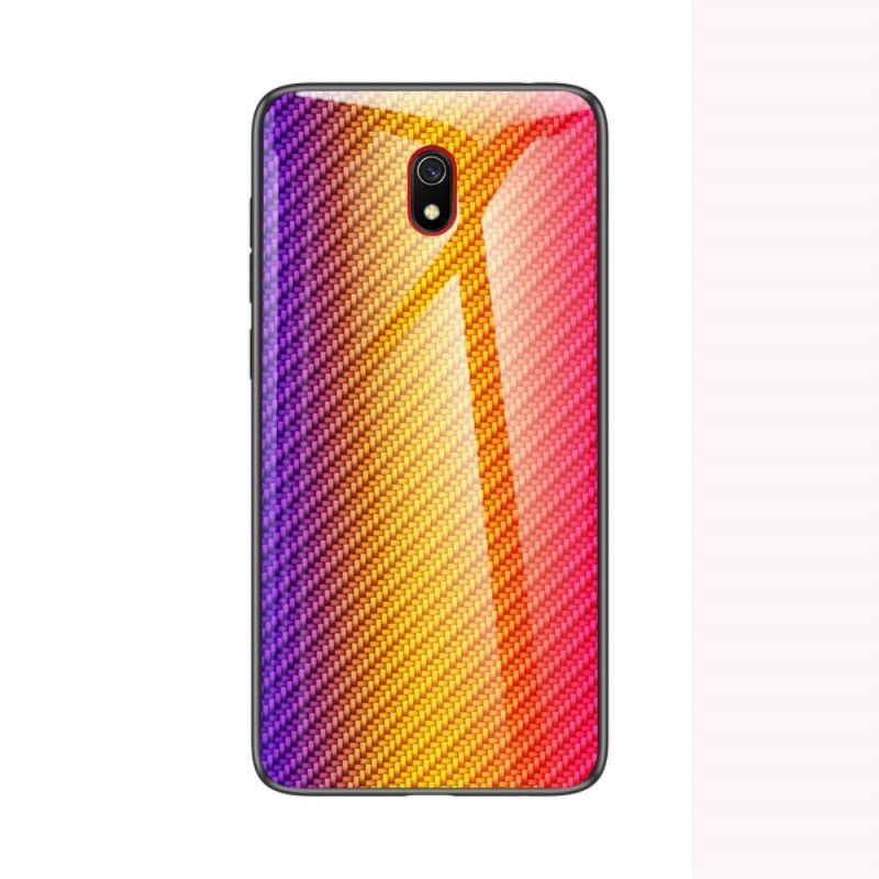 Hoesje voor Xiaomi Redmi 8A Magenta Zwart Koolstofvezel Gehard Glas