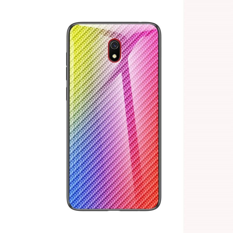 Hoesje voor Xiaomi Redmi 8A Magenta Zwart Koolstofvezel Gehard Glas