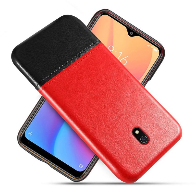 Hoesje Xiaomi Redmi 8A Donkerrood Koffie Ksq Tweekleurig Leereffect