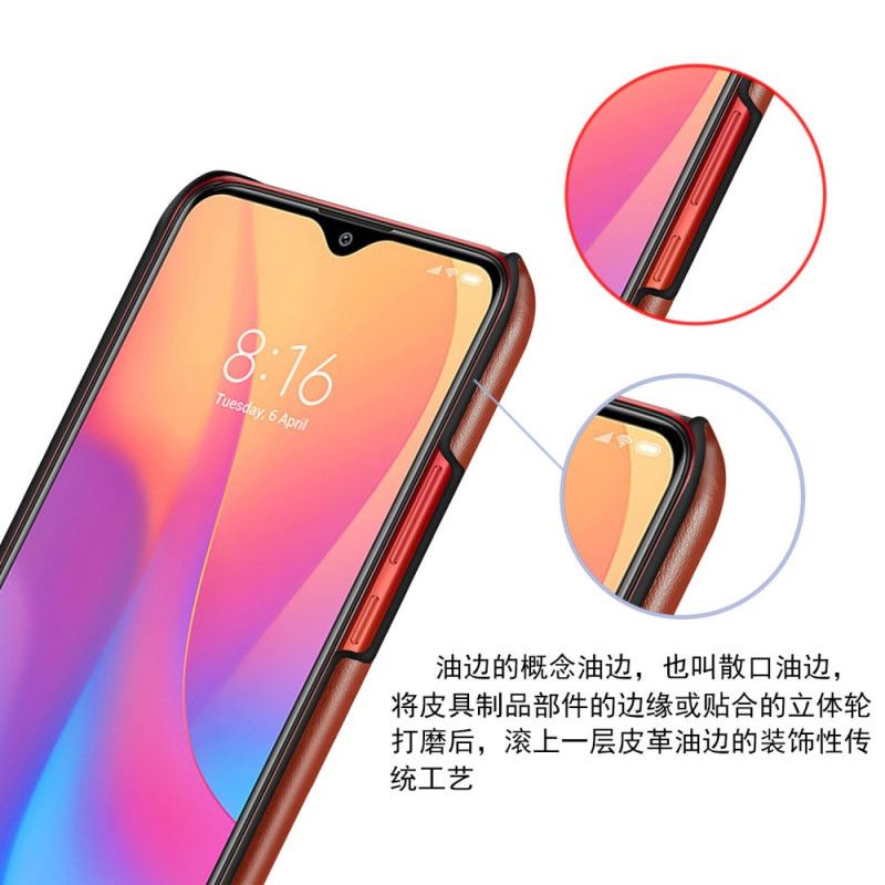 Hoesje Xiaomi Redmi 8A Donkerrood Koffie Ksq Tweekleurig Leereffect