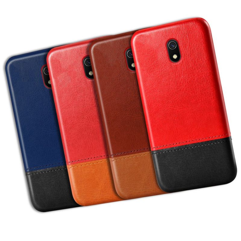 Hoesje Xiaomi Redmi 8A Donkerrood Koffie Ksq Tweekleurig Leereffect