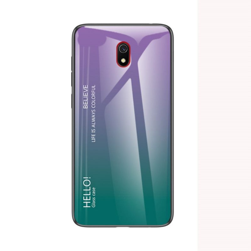 Hoesje Xiaomi Redmi 8A Magenta Zwart Hallo Gehard Glas