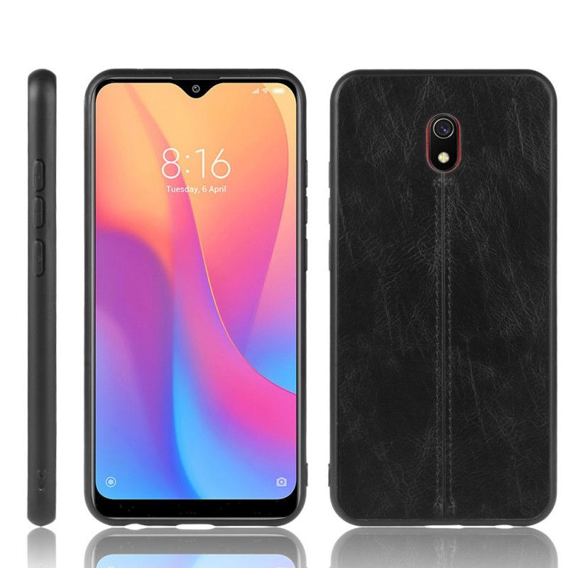 Hoesje Xiaomi Redmi 8A Rood Zwart Gestikt Leereffect