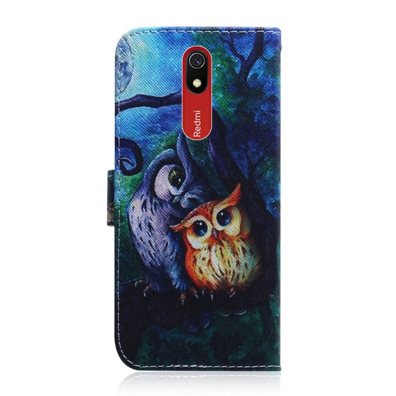 Leren Hoesje voor Xiaomi Redmi 8A Uil Schilderij