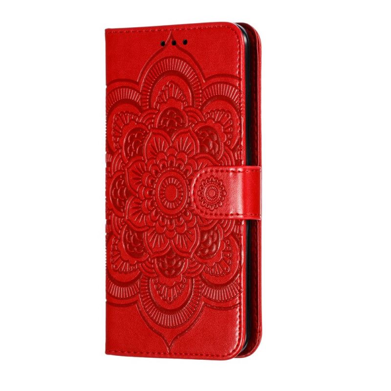 Leren Hoesje Xiaomi Redmi 8A Rood Grijs Telefoonhoesje Hele Mandala