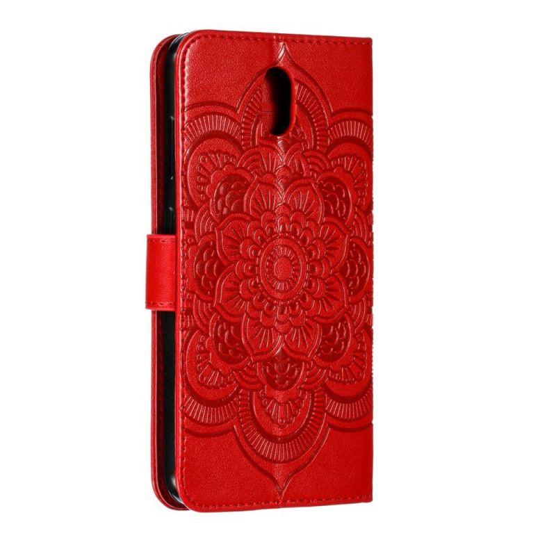 Leren Hoesje Xiaomi Redmi 8A Rood Grijs Telefoonhoesje Hele Mandala