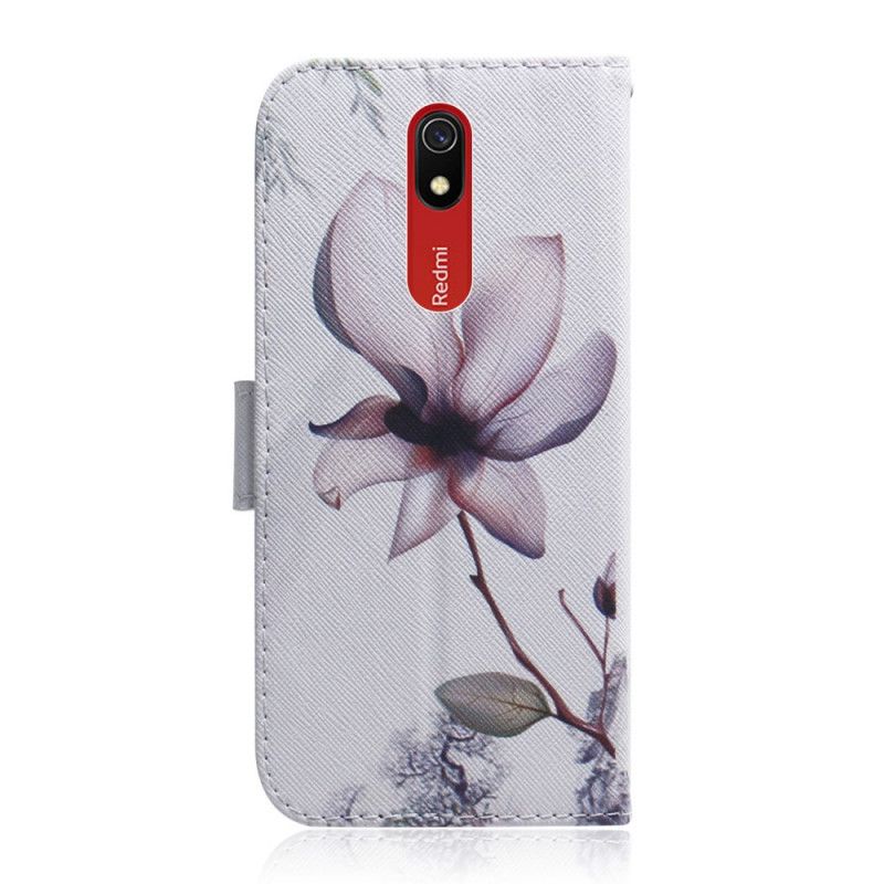 Leren Hoesje Xiaomi Redmi 8A Telefoonhoesje Oud Roze Bloem