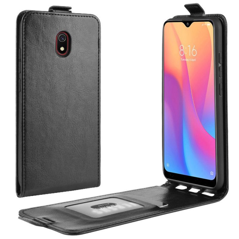 Leren Hoesje Xiaomi Redmi 8A Wit Zwart Vouwledereffect