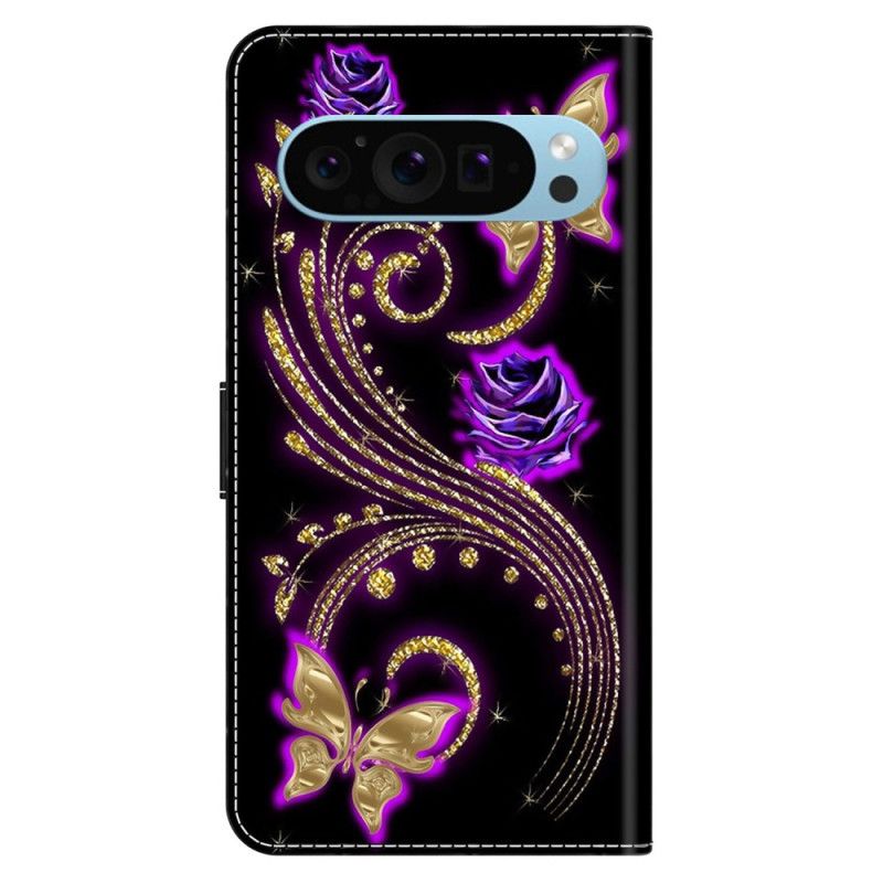 Bescherming Hoesje Google Pixel 9 Pro Xl Violette Bloemen En Vlinders