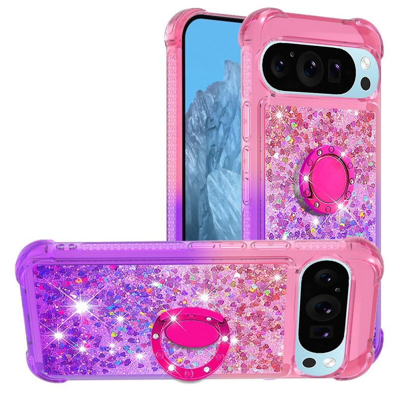 Case Hoesje Google Pixel 9 Pro Xl Telefoonhoesje Steunring Met Glittergradiënt