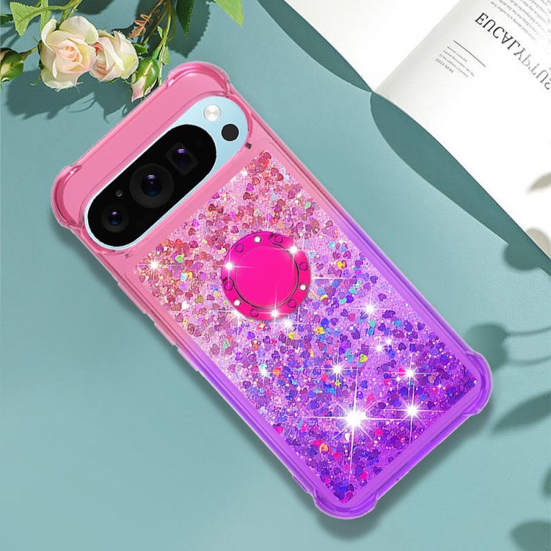 Case Hoesje Google Pixel 9 Pro Xl Telefoonhoesje Steunring Met Glittergradiënt