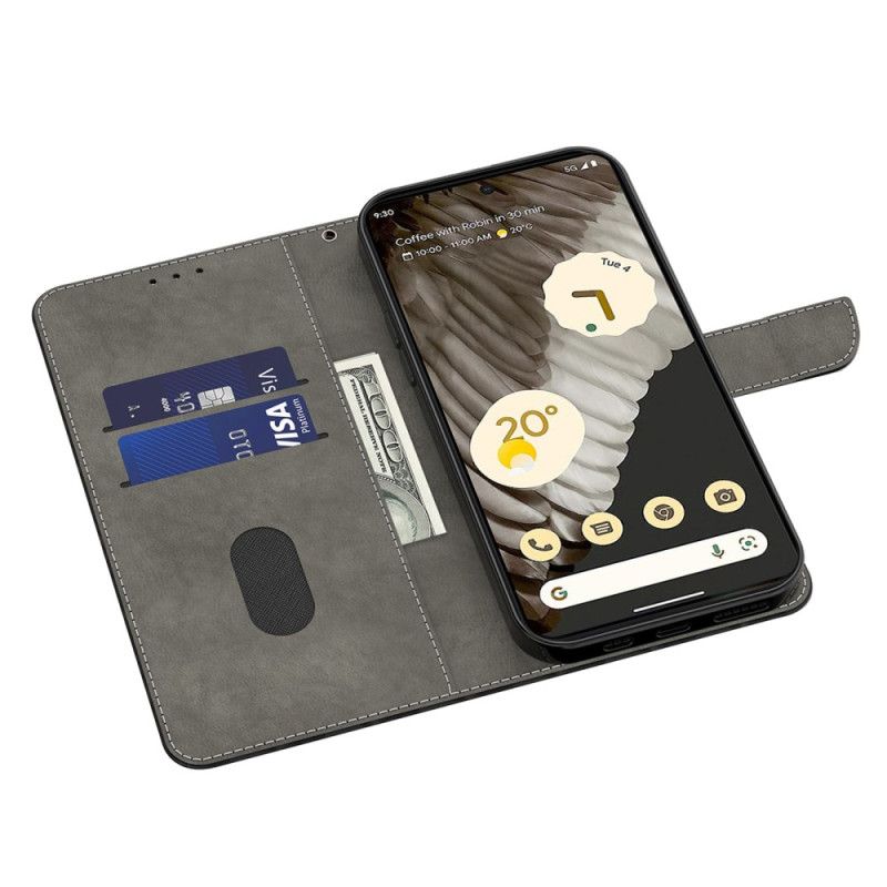 Flip Case Leren Google Pixel 9 Pro Xl Gouden Omtrek