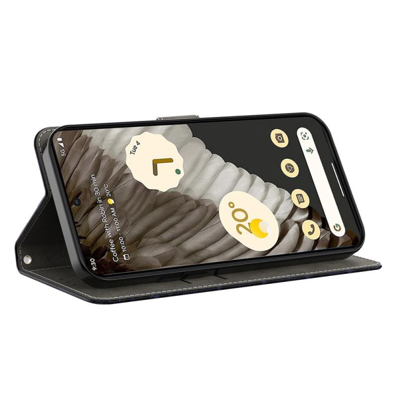 Flip Case Leren Google Pixel 9 Pro Xl Gouden Omtrek