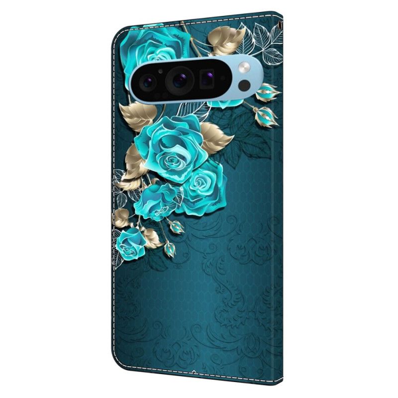 Folio-hoesje Google Pixel 9 Pro Xl Telefoonhoesje Blauwe Rozen