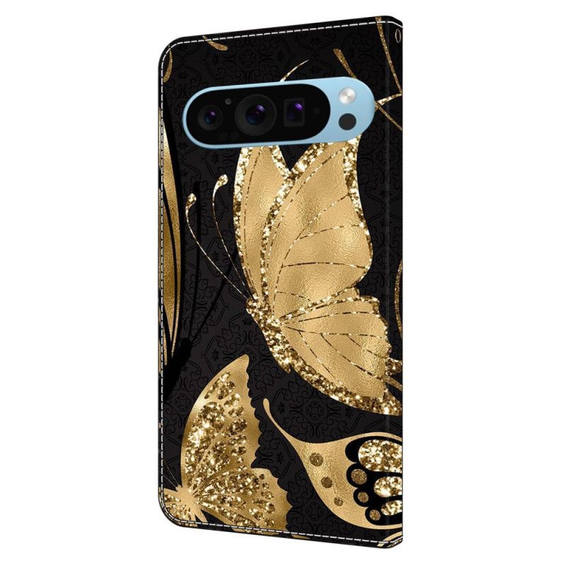 Folio-hoesje Google Pixel 9 Pro Xl Telefoonhoesje Gouden Vlinders