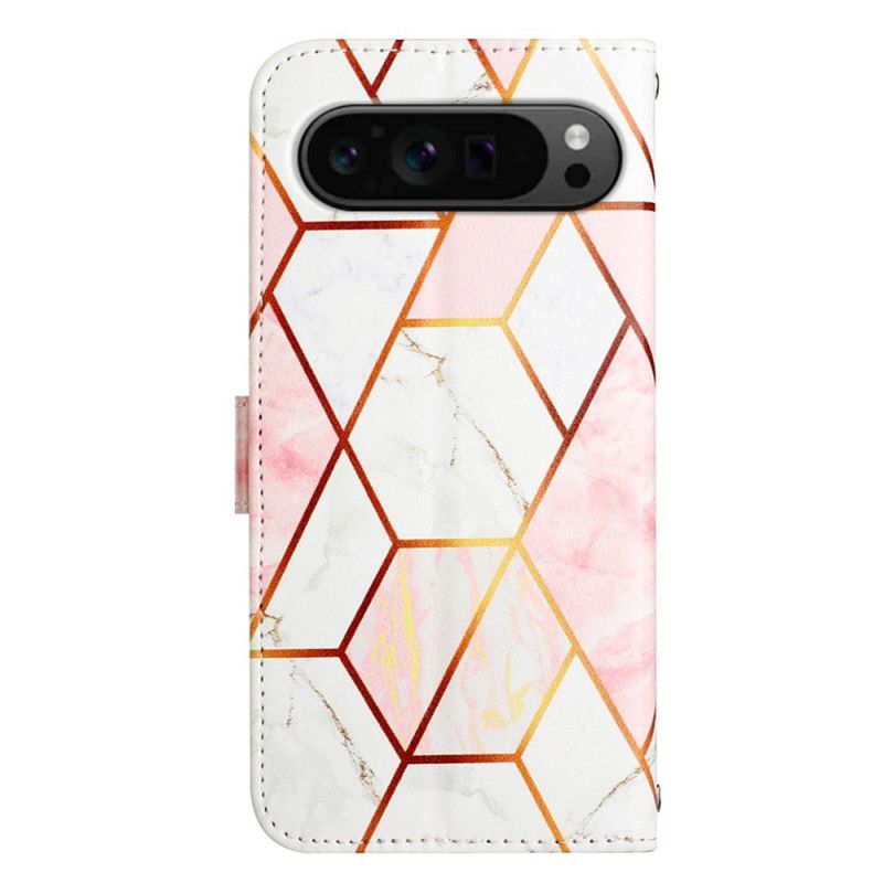 Leren Hoesje Google Pixel 9 Pro Xl Marmeren Band Bescherming Hoesje