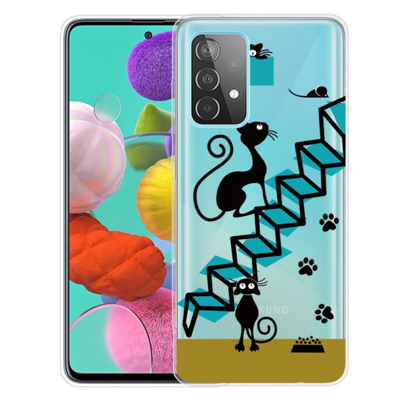 Case Hoesje Samsung Galaxy A72 4G / A72 5G Telefoonhoesje Grappige Kat