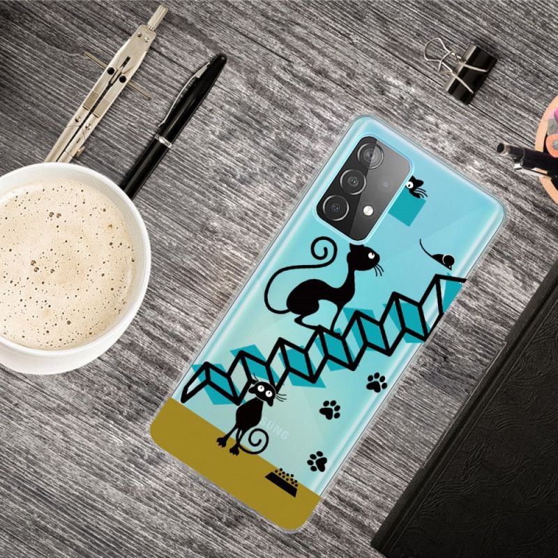 Case Hoesje Samsung Galaxy A72 4G / A72 5G Telefoonhoesje Grappige Kat