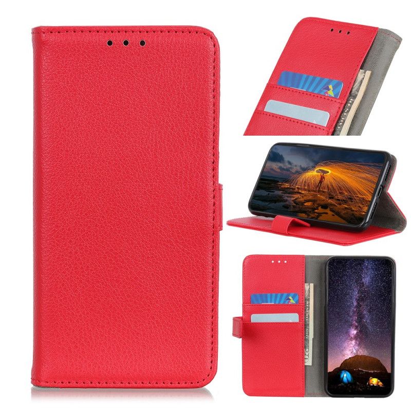 Cover Folio-hoesje Samsung Galaxy A72 4G / A72 5G Magenta Rood Telefoonhoesje Klassiek Kunstleer Van Lychee