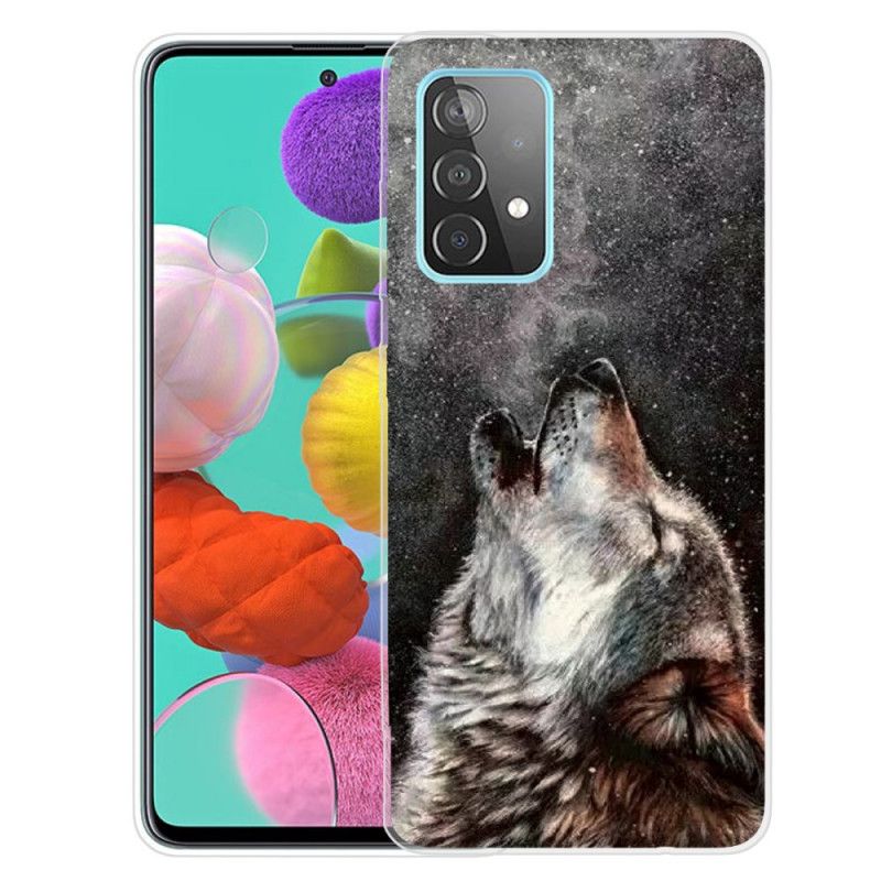 Cover Hoesje Samsung Galaxy A72 4G / A72 5G Grijs Zwart Telefoonhoesje Sublieme Wolf