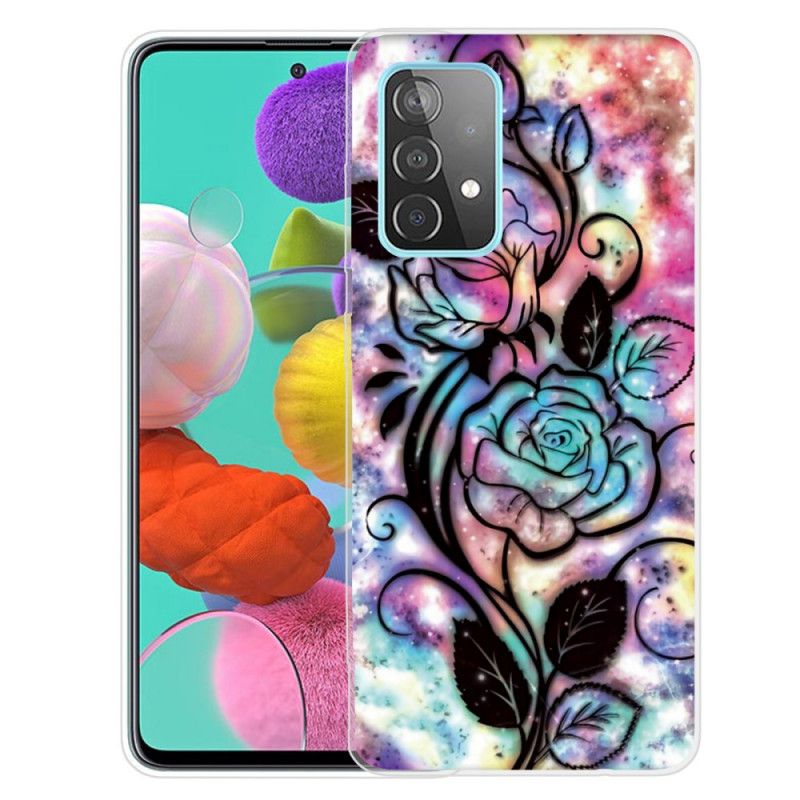 Cover Hoesje Samsung Galaxy A72 4G / A72 5G Telefoonhoesje Grafische Bloem