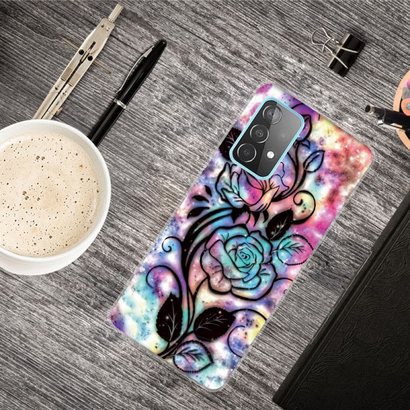 Cover Hoesje Samsung Galaxy A72 4G / A72 5G Telefoonhoesje Grafische Bloem