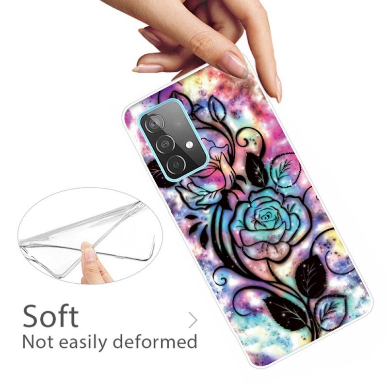 Cover Hoesje Samsung Galaxy A72 4G / A72 5G Telefoonhoesje Grafische Bloem