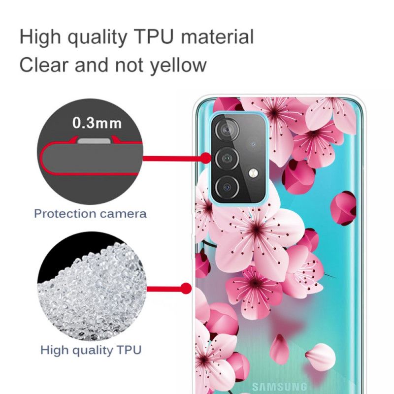 Cover Hoesje Samsung Galaxy A72 4G / A72 5G Telefoonhoesje Kleine Roze Bloemen