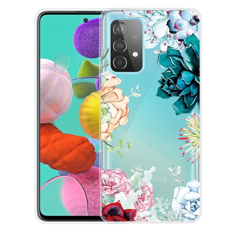 Cover Hoesje Samsung Galaxy A72 4G / A72 5G Telefoonhoesje Transparante Aquarelbloemen